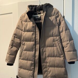 Tna Aritzia Powder Parka Coat in Tan